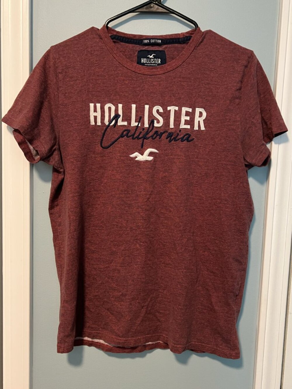 Maroon Hollister California T-Shirt Mens' Small 100% Cotton